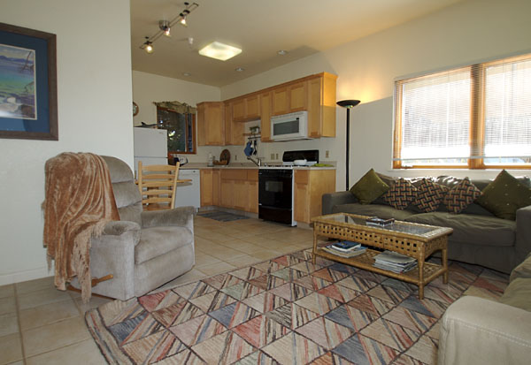 Seacliff Aptos cottage rental - living room, kitchen